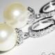 Ivory Pearl Hoop Bridal Earrings Wedding Ivory Pearl Sterling Silver CZ Earrings Swarovski 10mm Cream Pearl Earrings Bridal Pearl Jewelry