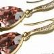 Blush Rose Crystal Earrings Vintage Pink Rhinestone Earrings Vintage Rose Vermeil Gold CZ Earrings Swarovski Rhinestone Wedding Earrings