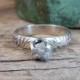 Diamond Engagement Ring - Sterling Silver Gemstone Ring - Rough Diamond Ring - Size 6