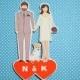 Wedding Cake Topper Mod Heart Pet Dog Initials Retro Vintage Modern Bride Groom