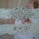 SALE-Wedding Garter, Bridal Garter, Garter Set - Crystal Rhinestone & Pearls on a Ivory Lace - Style G2300