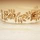 Bridal Gold Leaf Crystal Crown, Vintage Brass Bridal Crown, Bridal Headband