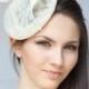 Bridal Sinamay Beret with Swirl, Bridal Millinery Hat, Ivory Beret, Vintage inspired Pillbox