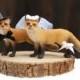 Fox Cake Topper Wedding Decor, Woodland Bride & Groom, Animal Lover, Winter, Unique, Whimsical, Rustic