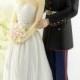 Marine Wedding Cake Topper - Caucasian Bride and Groom - 702230/702220