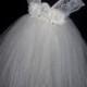 Flower Girl Tutu Dress Ivory Lace, Wedding, Vintage Inspired Flower Girl Dress,  Girl's 2T-5T