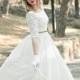 Ivory Cream 50s Wedding Dress Full Skirt Original 50s Style Bridal Dress Tea Length Dress - Handmade by SuzannaM Designs