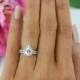 1.5 ctw Classic Pear Halo Engagement Ring, Wedding Set, Man Made Diamond Simulants, Half Eternity Ring, Sterling Silver, Anniversary Ring