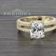 3.25 CT Yellow Gold Bridal Engagement Ring With Cushion Cut Stone Solid 14K Gold