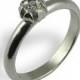 Tulip Flower, Engagement  Ring, White Gold, Diamond Engagement Ring, Solitaire Engagement Ring, Flower Ring, Romantic Gold Ring Gift