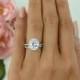 3.25 ctw Vintage Style Wedding Set, Bridal Halo Ring, Man Made Diamond Simulants, Art Deco Set, Oval Engagement Ring, Sterling Silver