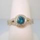 Blue & White Diamond Engagement Ring 1.30 carat  14K Yellow Gold HandMade Ring Micro Pave Set handmade