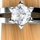 Star of David Engagement Ring, Diamond in Palladium or 14k White Gold - Free Gift Wrapping