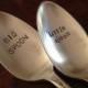Big Spoon, Little Spoon   Wedding Spoons Hand Stamped Vintage Silverplate