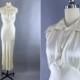 Vintage 1930s Wedding Dress / 30s Bias Cut Dress / 1930 Art Deco Ivory Silk Satin Gown / Size XXS 0 Petite