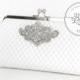 White Bridal Clutch with Rhinestone Geometric Brooch (lace cross) 8-inch PASSION ARTDECO etsygift