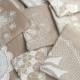 Set of 9 bridesmaid clutches -sand beige linen +vintage doily zipper clutch, handmade pouch, vintage lace bag, linen bag, rustic wedding bag