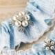 Blue lace Wedding Garter, Lace Bridal Garter Set, Wedding garter set, Something Blue Bridal Garter set,