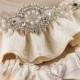 Ivory Lace Garter Set, Lace Wedding Garter Set, Ivory Garter Set, Rhinestone Garter, Personalized Garter Set