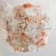 Coral Wedding Brooch Bouquet. "Pearl in Peach" Heirloom Silver Coral and White Wedding Bouquet, Bridal Broach Bouquet, Ruby Blooms Weddings
