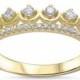 0.25CT Round Russian Clear Diamond CZ Solid  Yellow Gold 925 Sterling Silver Half Eternity Wedding Engagement Anniversary Crown Ring