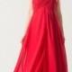 Gorgeous Red Long One-Shoulder Chiffon Maid of Honor Dress KSP143