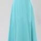 Simple Blue Shoulder Belt Long Chiffon Bridesmaid Dresses KSP161