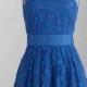 Blue Lace Short Bridesmaid Dress with Sash KSP287 [KSP287] - £89.00 : Cheap Prom Dresses Uk, Bridesmaid Dresses, 2014 Prom & Evening Dresses, Look for cheap elegant prom dresses 2014, cocktail gowns, or dresses for special occasions? kissprom.co.uk offers