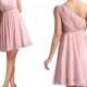 Short Braid Belt Single Shoulder Pink Bridesmaid Dress KSP325