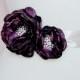 Wedding Sash Flowers, Bridesmaid Accessories Sash Accessories, Bridal Hair Piece - Enchanted Eggplant