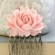 Pink Rose Comb Romantic Floral Comb Metal Hair Comb Peach Wedding  Modern Bridal Hair Slide Spring Floral Hair Accessories Antique Brass