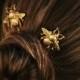 FLASH SALE Bee Hair Pin Gold Bumble Bee Bobby Pins Brass Hair Pins Bee Hair Clips