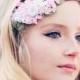 pink wedding headband, woodland wedding, spring wedding, bridal hair crown, pastel flower crown
