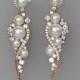 Rose Gold Earrings, Crystal Bridal  Earrings, Rose Gold Crystal and Pearl Wedding Earrings, LILLY  RG