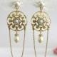 25% SALE Long bridal earrings, Bridal dangle earrings, Dangle bridal earrings, Gold bridal earrings, Chandelier bridal earrings