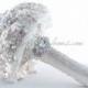 Art Deco Crystal Pearl Wedding Brooch Bouquet. "Bride on Pearl" Crystal Gatsby Wedding, Jewelry Bridal Broach Bouquet, Ruby Blooms Weddings