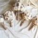 Bridal PACKAGE cream brown rustic wedding 1 MEDIUM 4 small BOUQUETS Ivory Flowers, Burlap Handle, Bride Bridesmaids, sola roses vintage