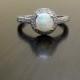 Halo Diamond Opal Engagement Ring - Halo Opal Diamond Wedding Ring - Diamond Opal Ring - Opal Diamond Ring - Halo Opal Ring - Diamond Ring