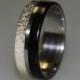 Stainless Steel Ring, Deer Antler Inlay, Ebony Wood Ring, Wedding ring