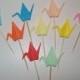 Origami Crane cupcake topper, Set of 50 Wedding cake topper, wedding crane topper, Cupcake topper, origami crane, wedding decoration