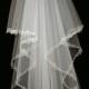 Bridal Veil - Tess Wedding Veil with Embroidery - Veil with Two Layers-Lace Veil-Cascade Veil - Ivory Veil - White Veil - Champagne Veil