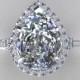 Pear Engagement Ring FOREVER BRILLIANT Moissanite Pear Shape 10x7mm 2.10ct Center & .72cttw Natural Diamonds 18kt White Gold Engagement Ring
