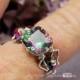 Mystic Topaz Rainbow Starburst Cut Hand Crafted Wire Wrapped Ring Orignial Signature Design Fine Jewelry
