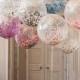36" Giant Round Balloon with handmade tissue paper confetti and tassel garland tail