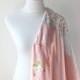 Silk Bridal Scarf gray pink scarf, silk scarf  Geisha. Sacura Rich, Bohemian, Satin Scarf , Ruffle Scarf , Japanese Haiku Blossoms butterfly
