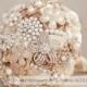 Brooch bouquet, Ivory and Gold wedding brooch bouquet, Bridal Bouquet. Ready to ship.