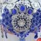 BROOCH BOUQUET  Full Price 7" Ready Royal blue and silver cascading brooch bouquet Wedding bridal alternative broach bouqetjeweled bling