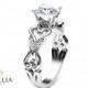 Heart Shaped Diamond Engagement Ring 14K White Gold Diamond Ring Unique Heart Shaped Engagement Ring Art Deco Styled Wedding Ring