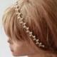 Wedding Headband, Gold Bridal Hair Accessory, Gold and Pearl Bridal Hair Crown, Pearls and Crystal Headbands, Wedding Hair Accessory