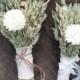 Spring Meadow Wedding Bouquet- Avena Oats Bouquet, Phalaris Bouquet, Sola Flower Bouquet, Larkspur, Blackbeard Wheat, Lace Fabric, Twine